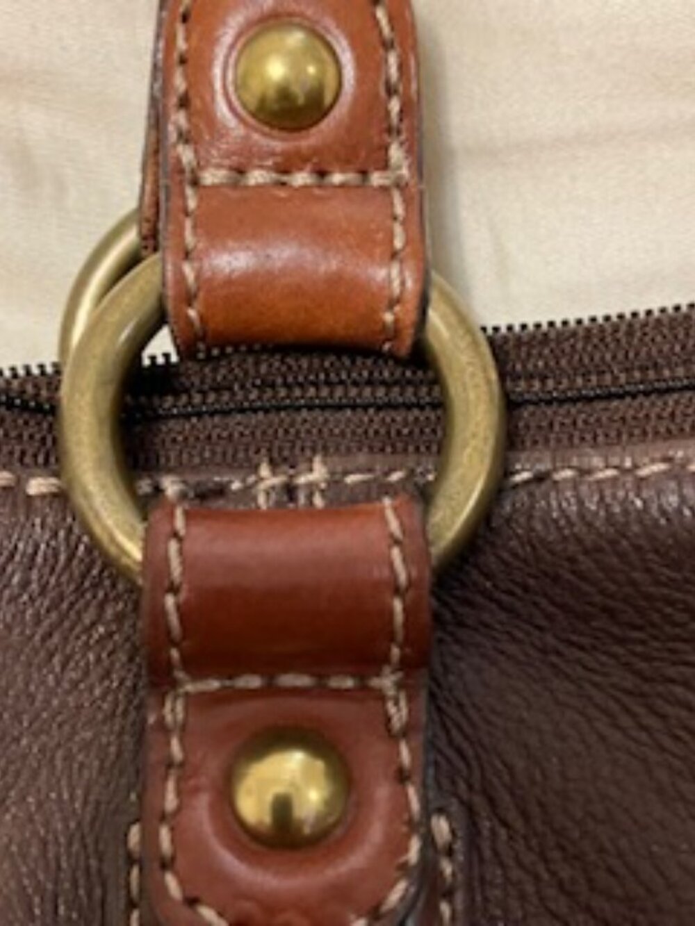 Vintage Fossil Leather Bag with Braided Leather Straps - Picture 6 of 14